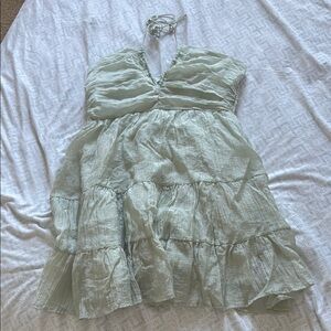 Womens Light Green Halter Dress